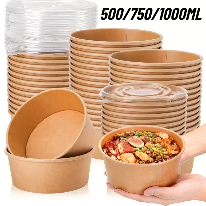 Meal Prep Plan - 10/20PCS Tigelas Redondas de Papel Kraft