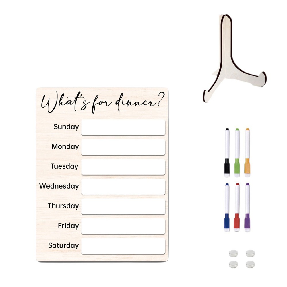 Meal Prep Plan - Planejador de refeições magnético multifuncional, madeira